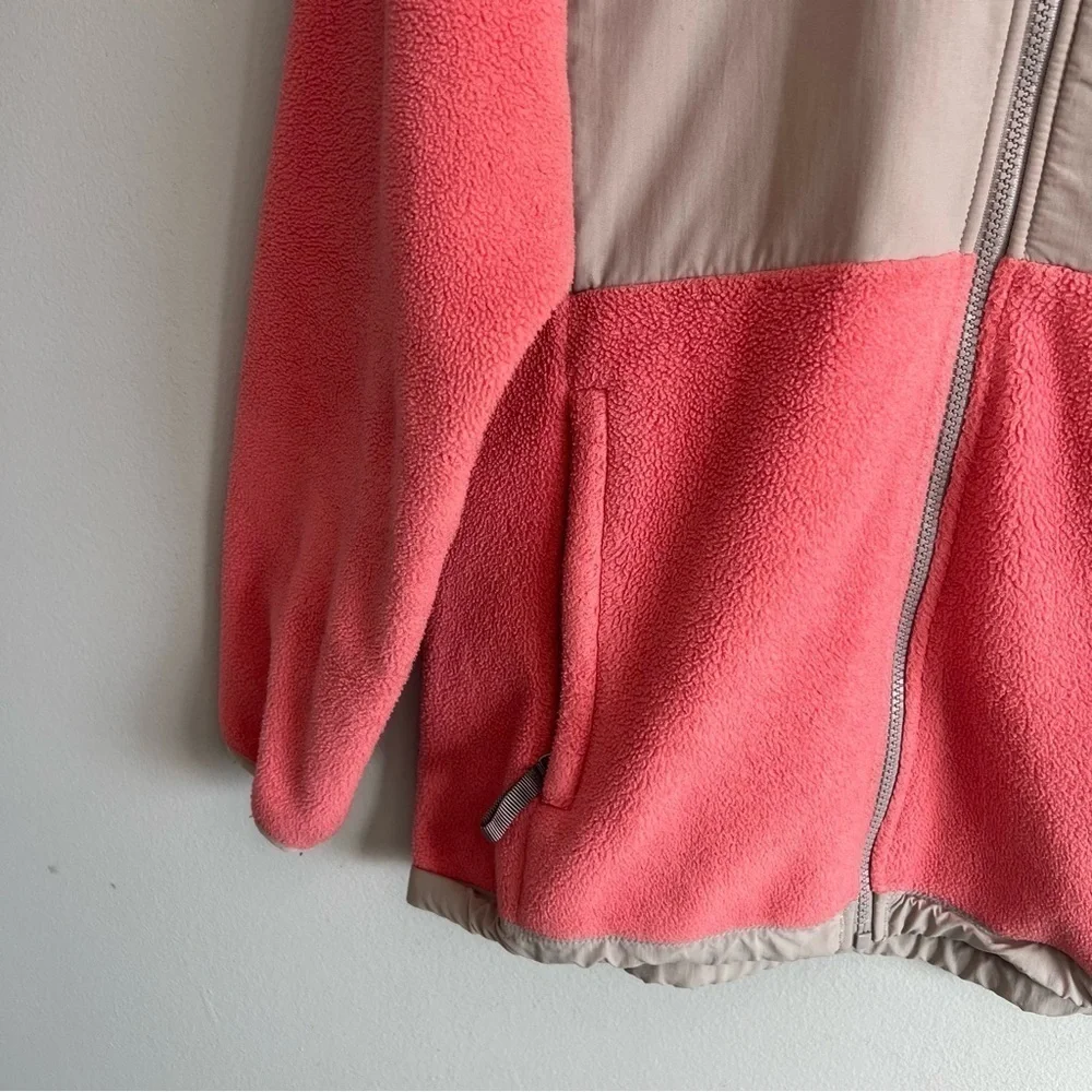 The North Face Zip Front Fleece Jacket Tea Rose Pink/Coral & Gray Girls' Size XL